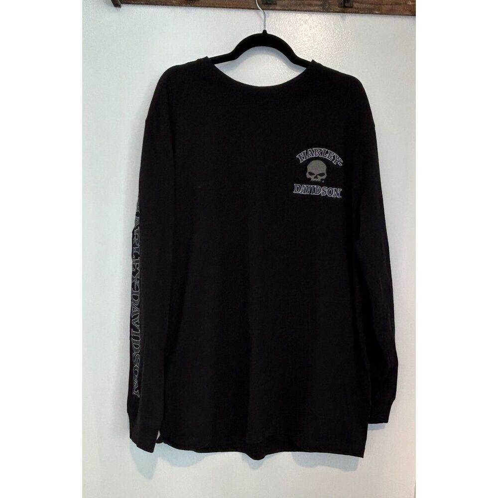 Harley Davidson Shirt Mens 2XL Black Sewn On Willie G Skull Patch Motorclothes